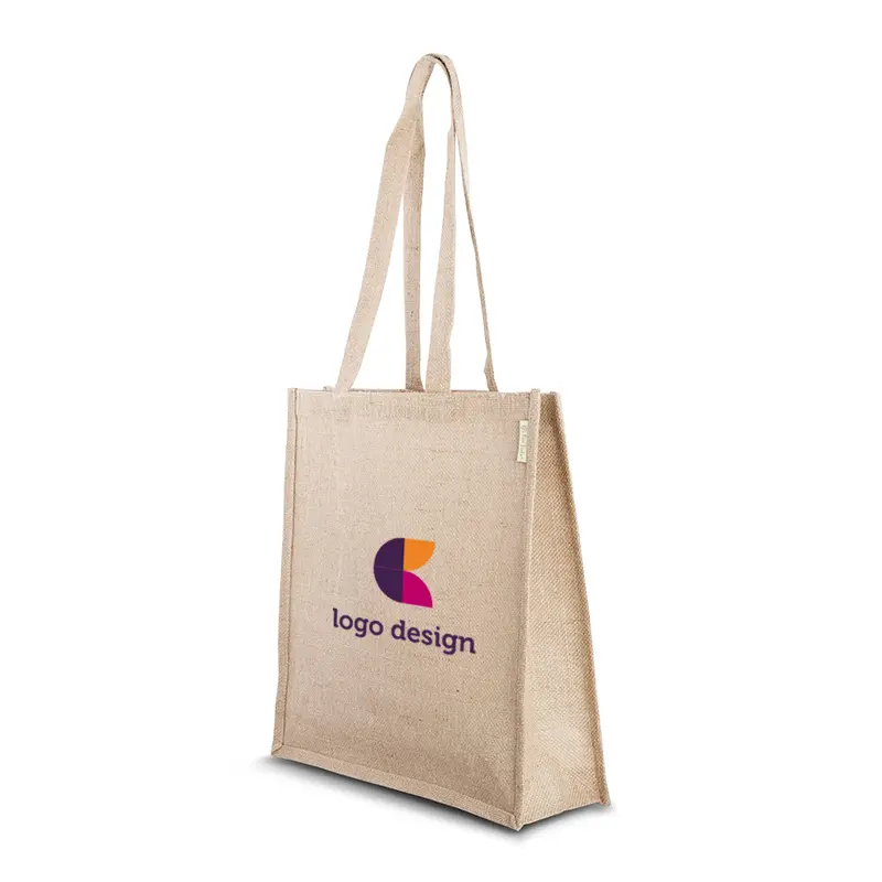 Jute shoulder bag with long handles for shopping