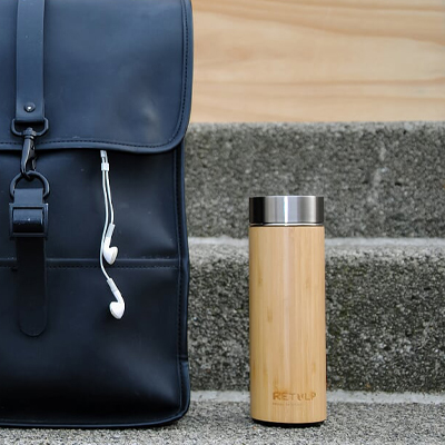 Bamboo thermos bottle with tea filter - Image 5
