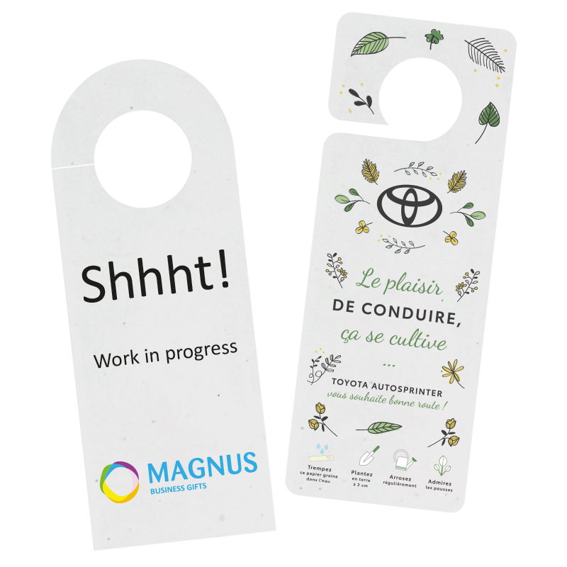 Seed paper door hanger