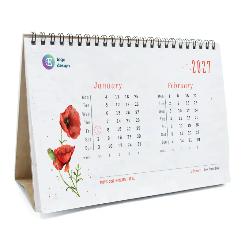 Seed paper desk calendar