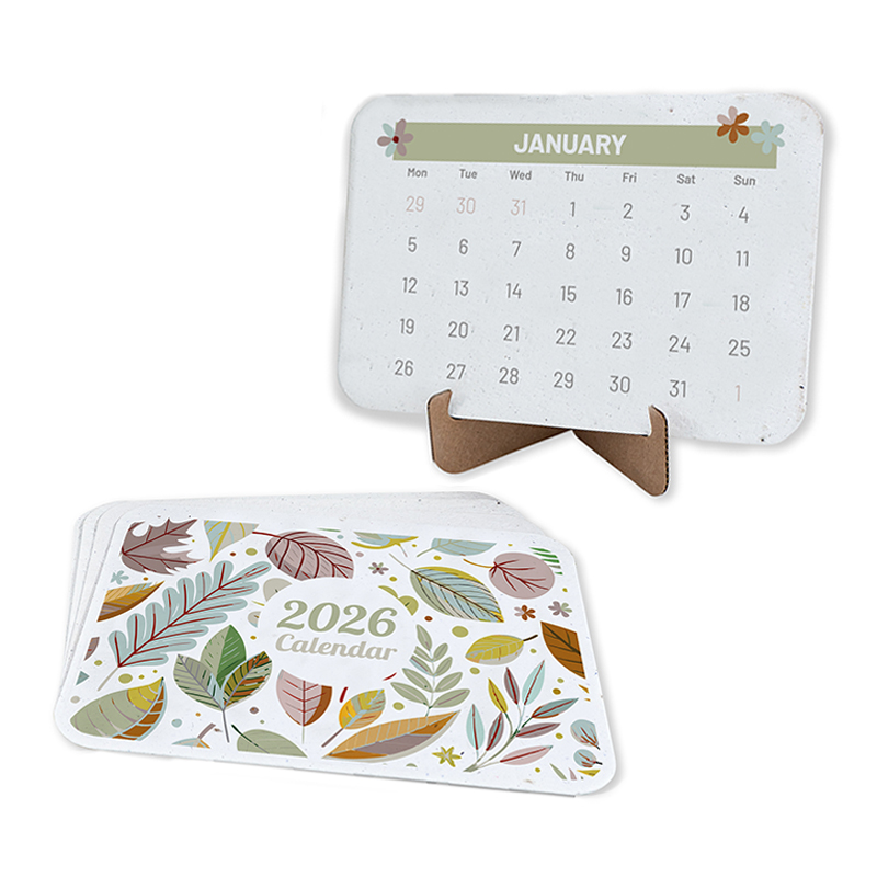 Seed paper calendar on stand