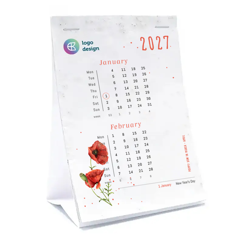 Seed paper tear-off calendar