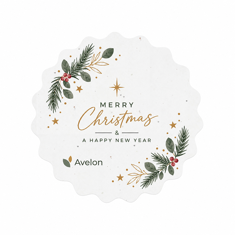 Round seed paper card A6 wavy edge | Christmas