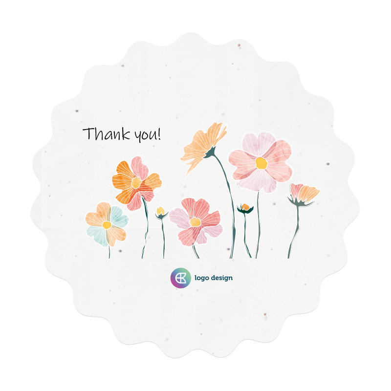 Round seed paper card A5 wavy edge