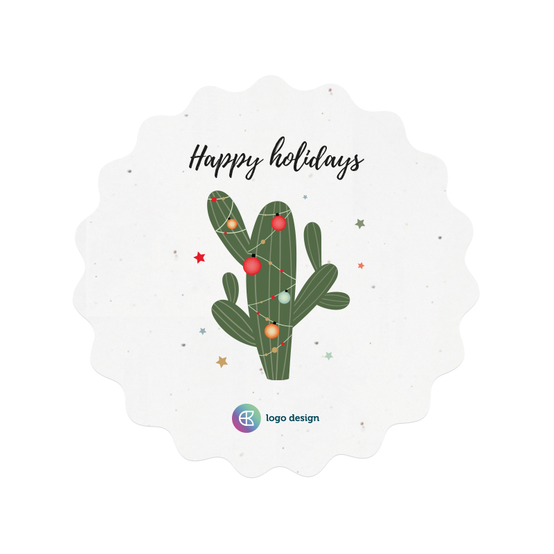Round seed paper card A6 wavy edge | Christmas