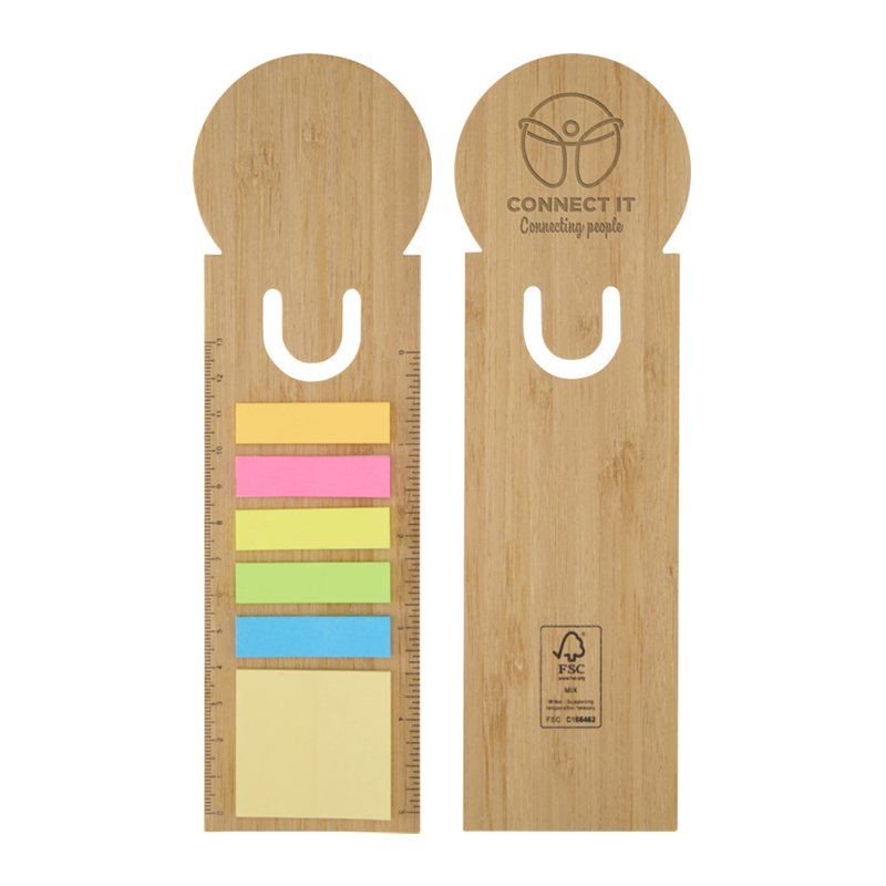 Ruler with sticky notes