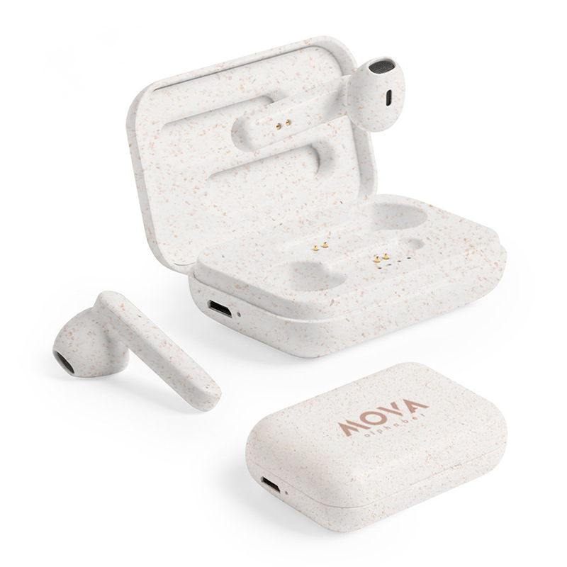 Wireless earbuds made of wheat straw