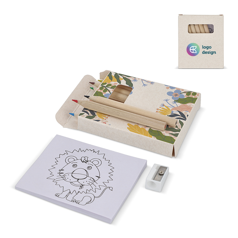 8-piece colouring set in milk carton box