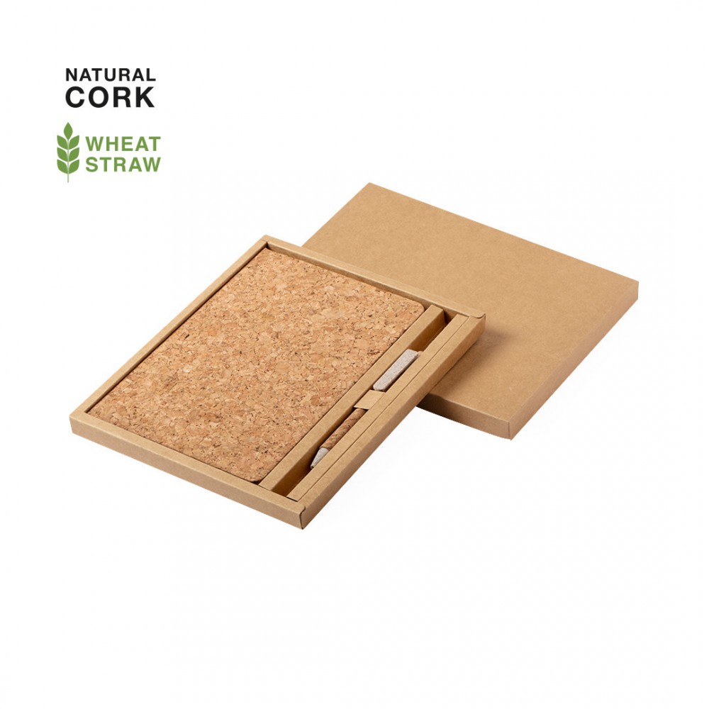 Notebook set of cork and wheat straw