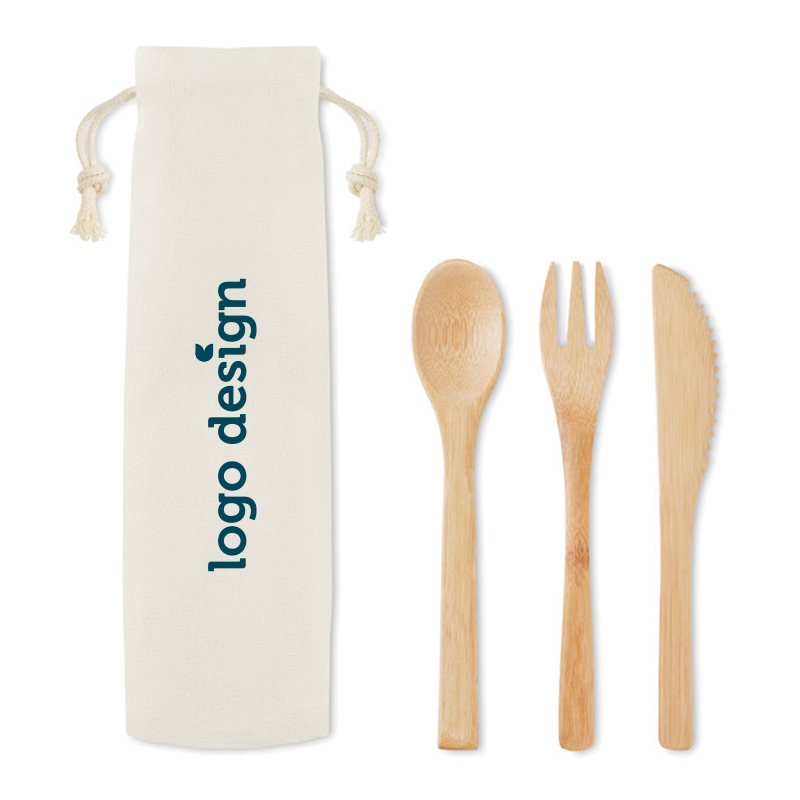 Bamboo reusable cutlery set
