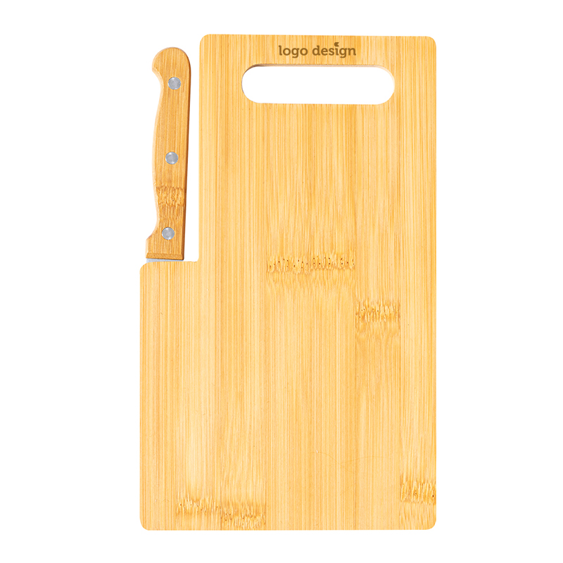 Cutting board with serrated knife