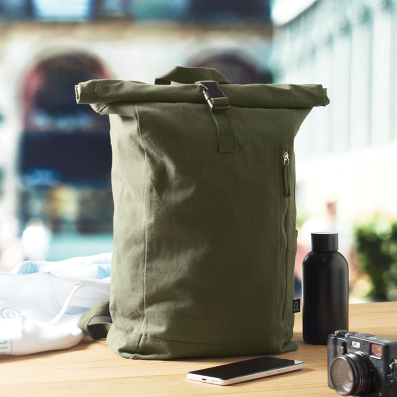 Rolltop backpack recycled cotton - Image 4