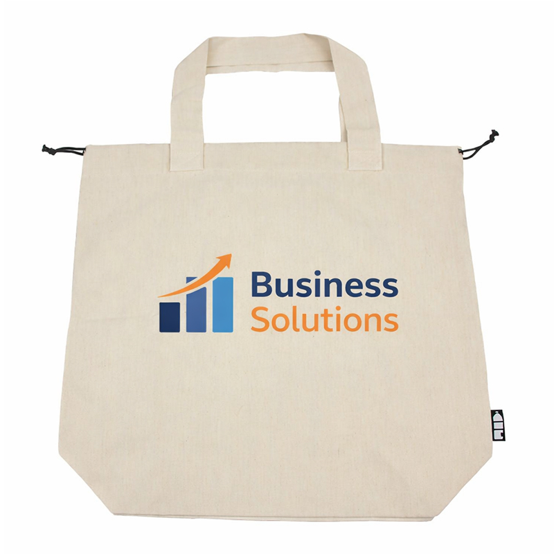 Shopper with drawstring closure