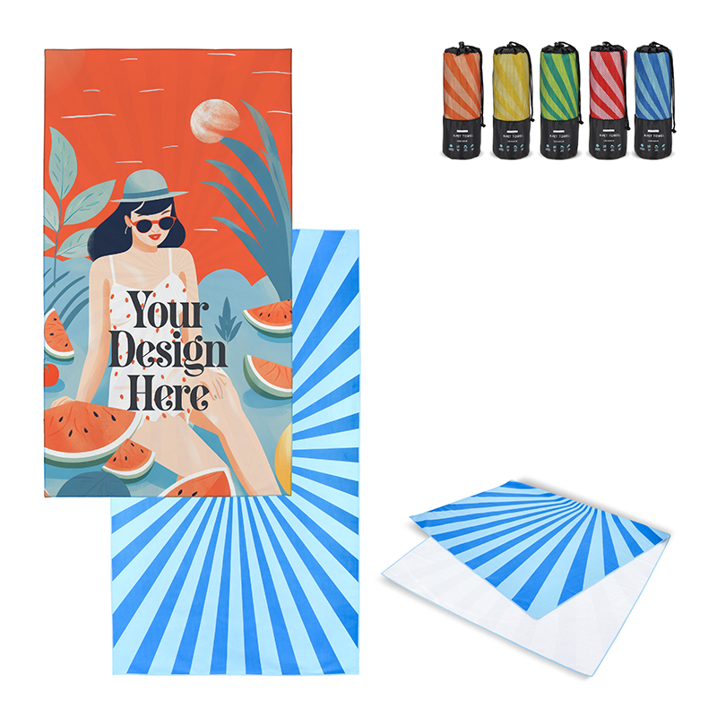Beach Towel with Storage Pouch
