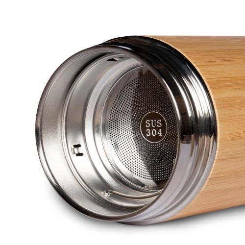 Bamboo thermos bottle with tea filter - Image 2