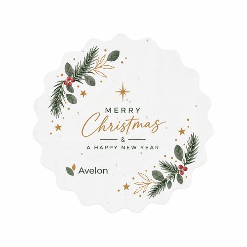 Round seed paper card A6 wavy edge | Christmas - Image 1