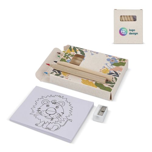 8-piece colouring set in milk carton box - Image 1