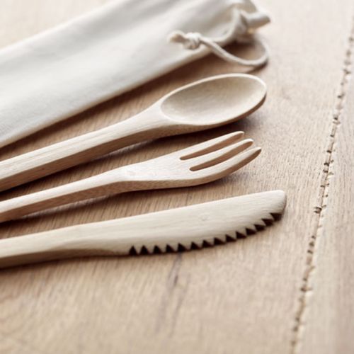Bamboo reusable cutlery set - Image 3