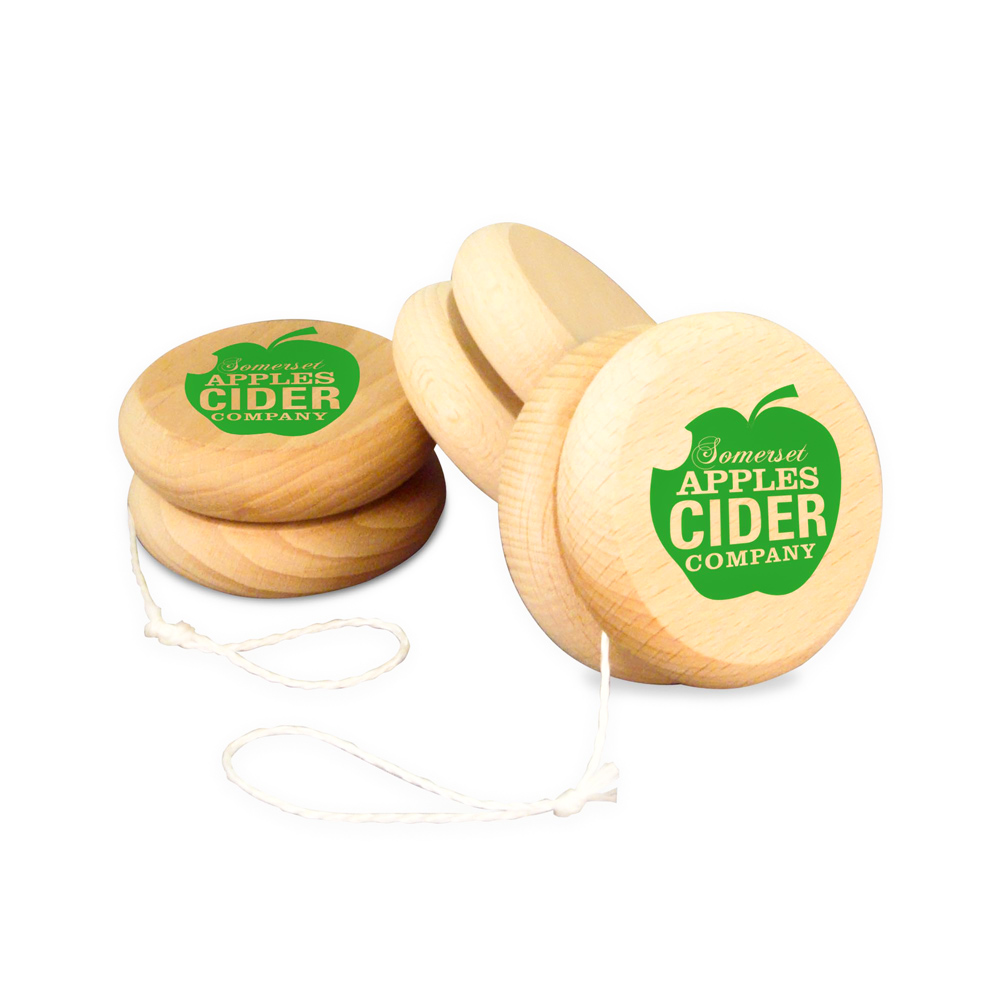 FSC wooden spinning top printed